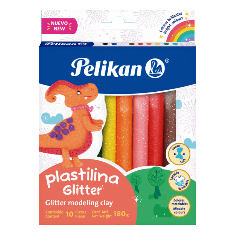 6E32BA47-89D3-3344-7A3B-8AD4803C5A28.png Pelikan Plastilina En Barras Color Glitter 10pcs - Image 1