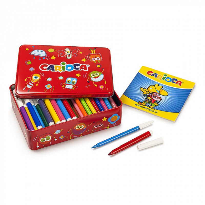 EB1979F1-C075-A952-2AC5-93EB957CF358.jpg Carioca Color Kit Metal Box 100 Felt+ Coloring Album - Image 1
