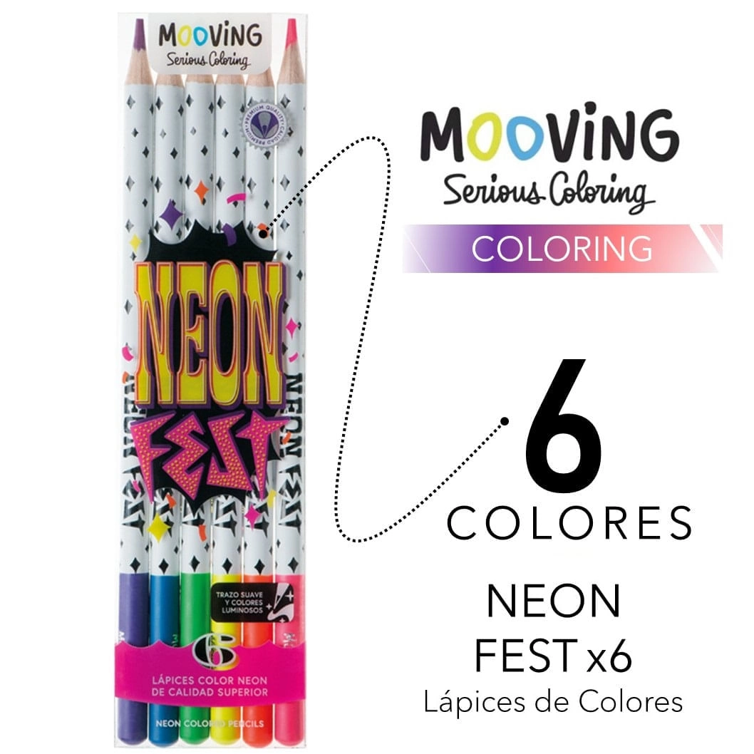 LAPICES DE COLORES NEON X6 MOOVING LAPICES DE COLORES NEON X6