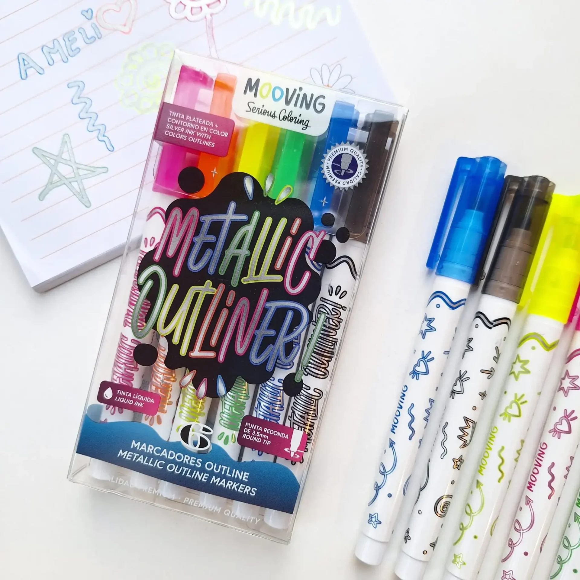 MARCADORES OUTLINER METALLIC X6 MOOVING3 MARCADORES OUTLINER METALLIC X6 MOOVING