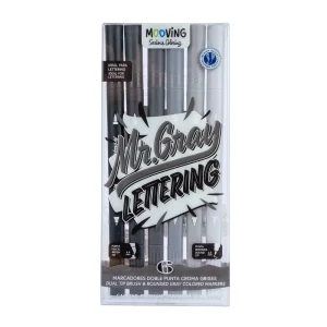 MARCADORES DOBLE PUNTA CROMA GRISES X6 - MOOVING