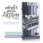 MARCADORES DOBLE PUNTA CROMA GRISES X6 - MOOVING