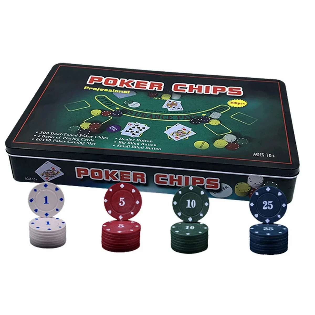 Set De Poker 300 Pcs Caja Metal - Imagen 5