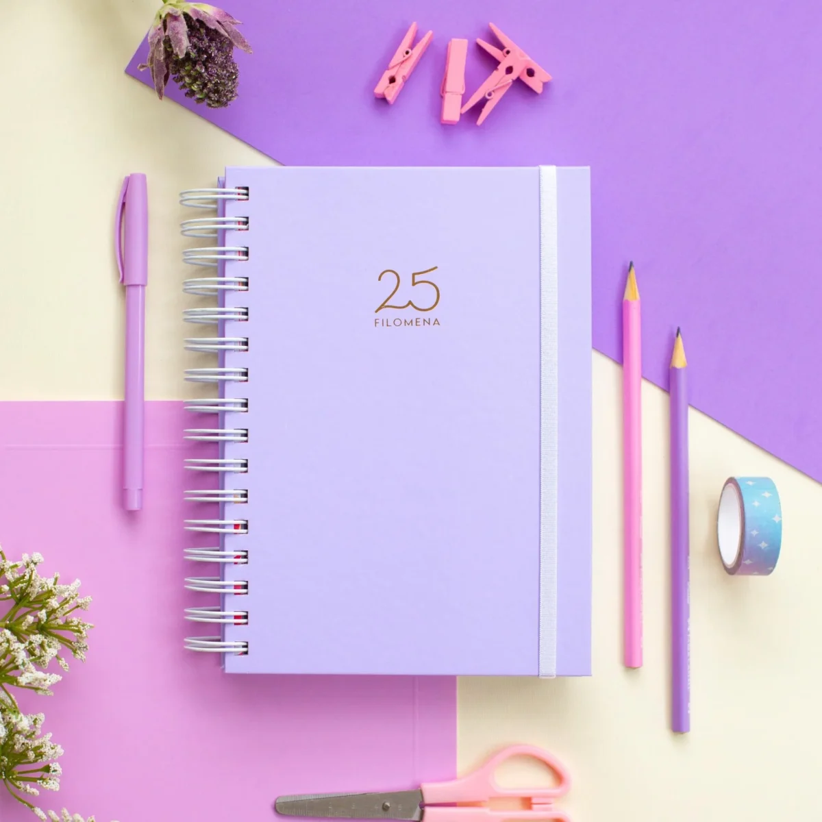 Combo Agenda Semanal 2025 Lavanda + Estuche Beige - Filomena - Image 2