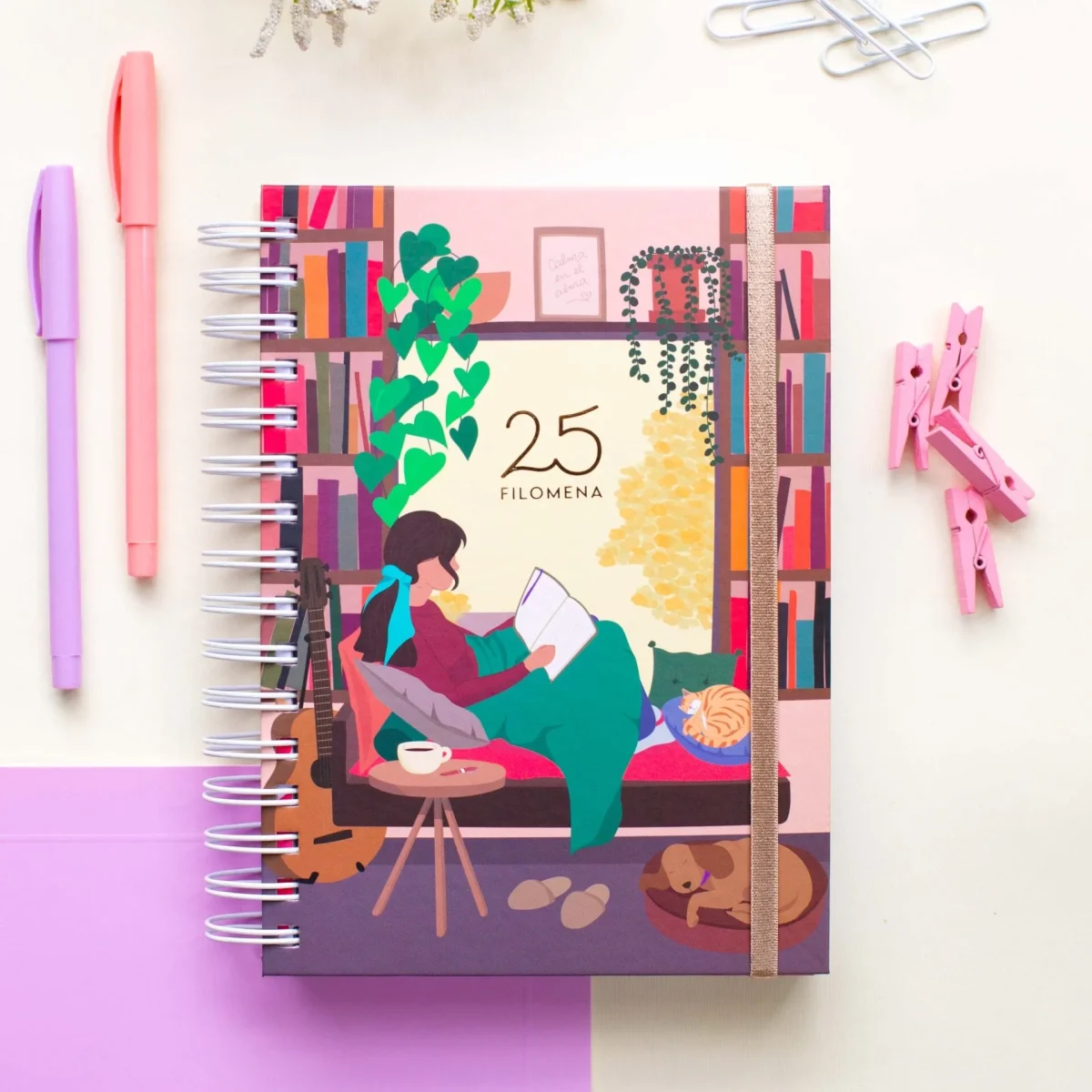 Combo Agenda Semanal Chica De La Ventana + Estuche Rosa - Filomena - Image 2