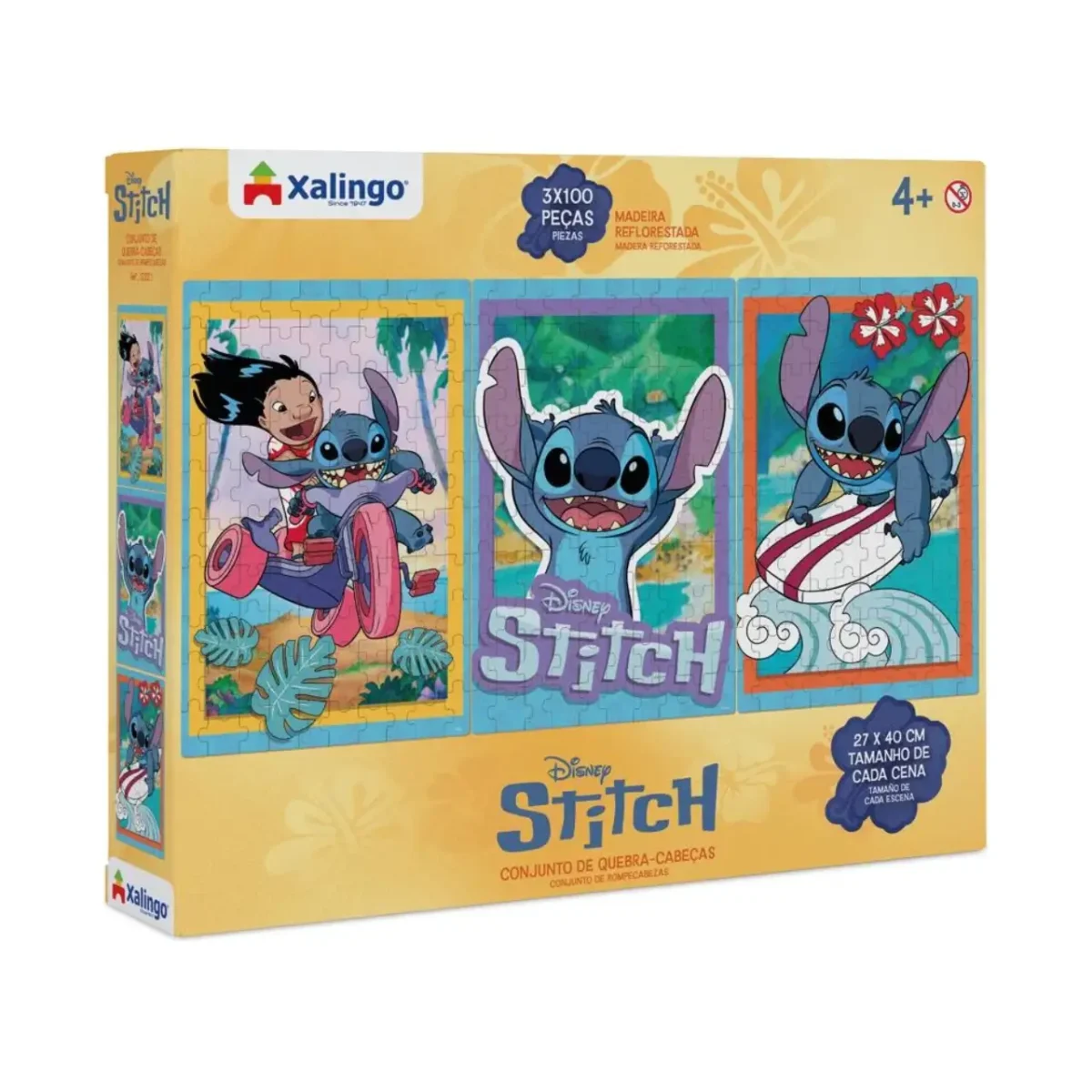 Rompecabezas de Madera Disney Stitch 3×100 Piezas – Xalingo - Imagen 1