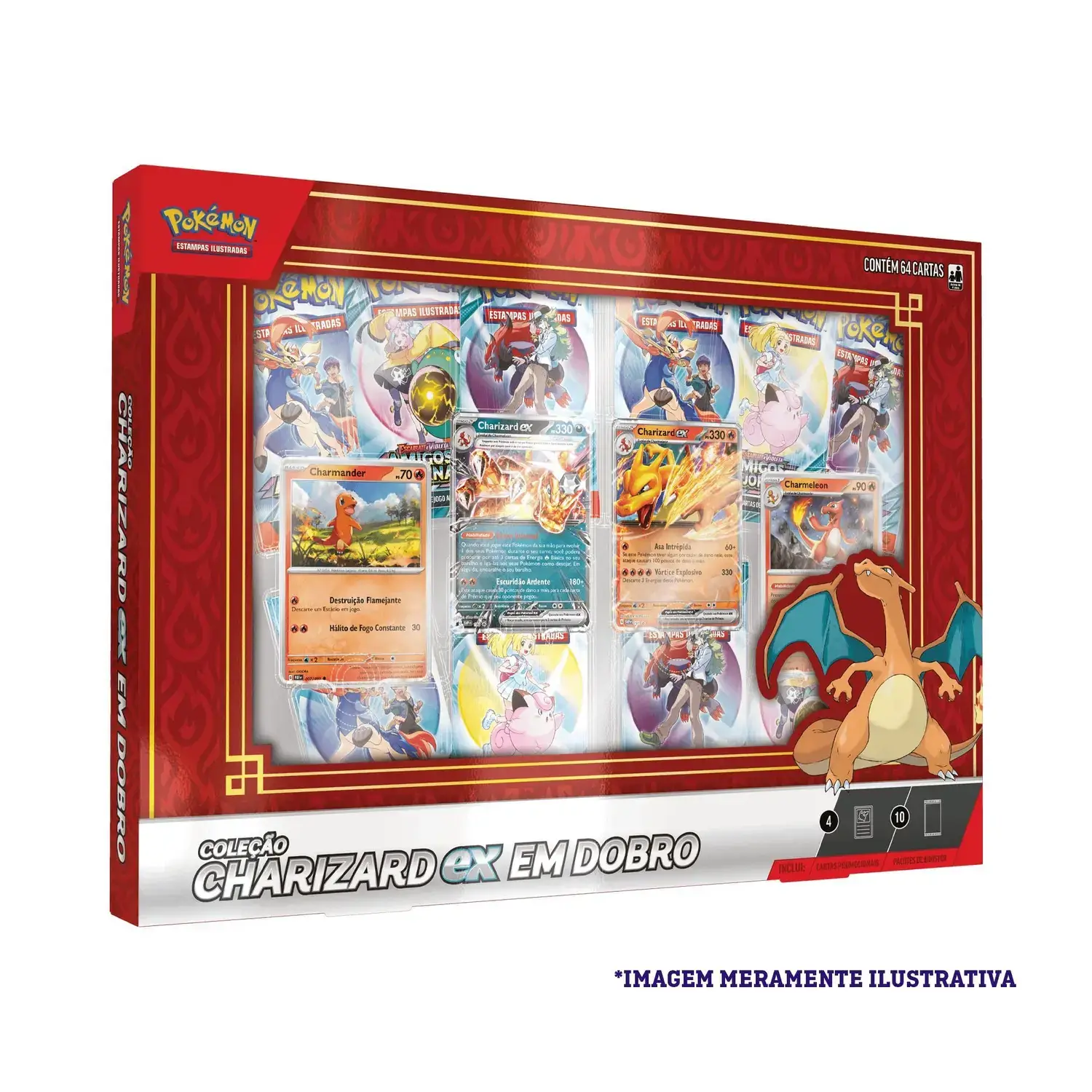 1727cdd81d5ddaf2a82e9dbc146c9cb5 POKÉMON TCG – Box Pokémon Charizard Ex Em Dobro (versión en portugués) - Image 1