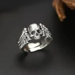 Anillo Ajustable Calavera Alas
