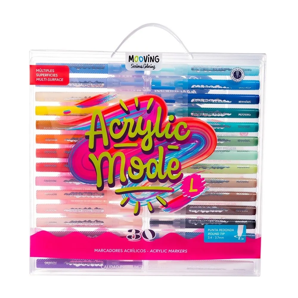 1454800-1600-auto Marcadores Acrilicos 30 Colores En Estuche - Mooving - Imagen 1