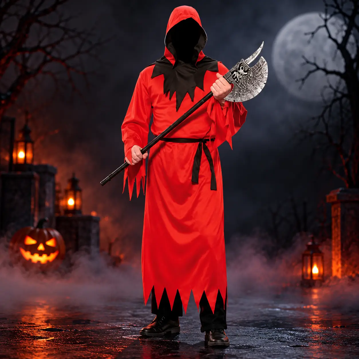 Cosechador rojo bajo la luna llena Disfraz Diablo Rojo Ghoul Cm03229 - Imagen 1