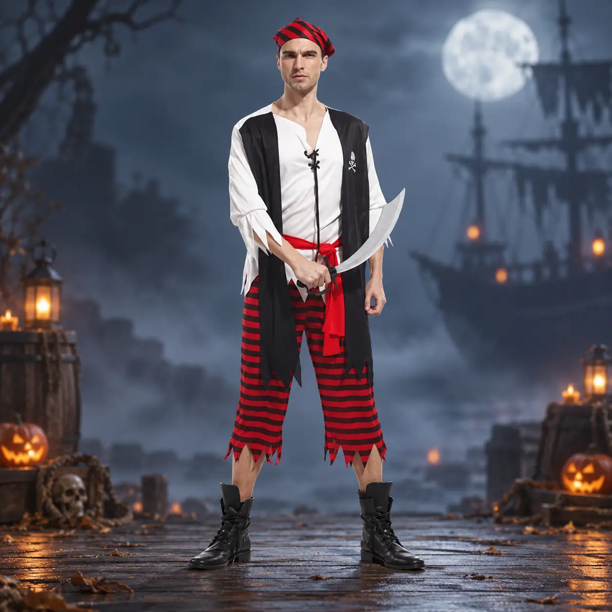 Pirata bajo la luna de Halloween Disfraz Halloween Pirata Cm03216 - Imagen 1
